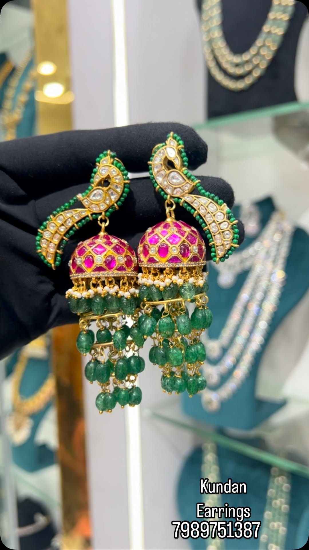Jadau kundan Peacock Earing Jhumkas From