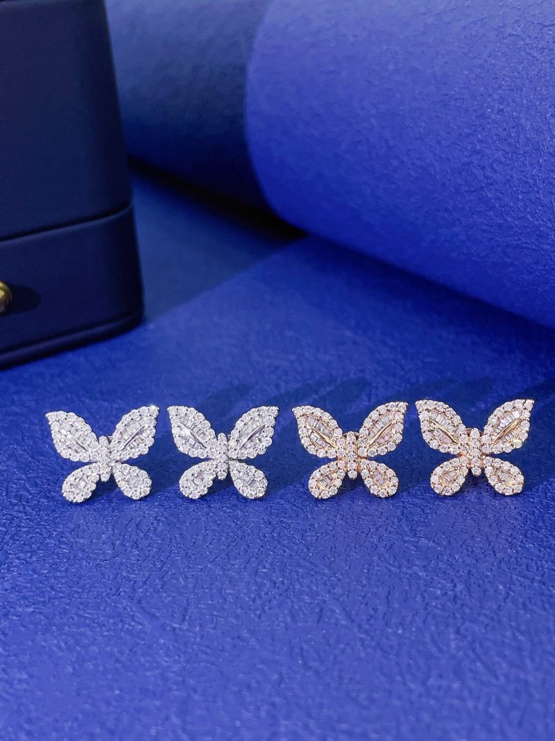 18K Diamond Butterfly Earrings - ED086 - Jeweler.Jewelry