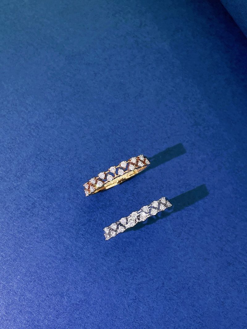 18K Diamond Double Row Pavé Ring - Exquisite Jewelry - White Diamond Ring