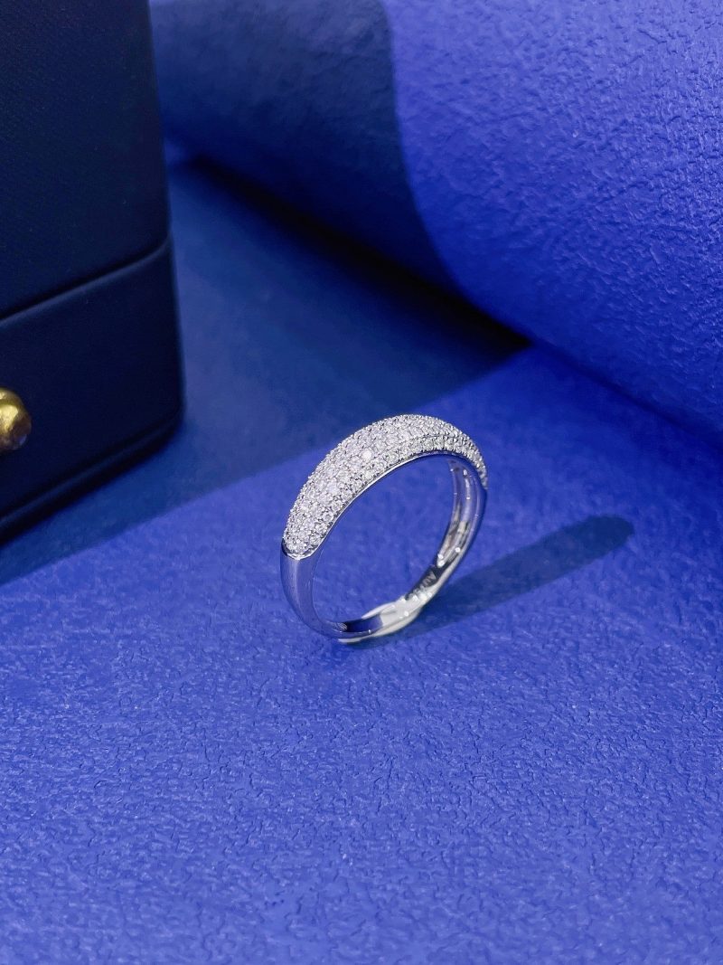 18K Diamond Five-Row Half-Circle Full Diamond Ring | Premium Jewelry - White Diamond Ring