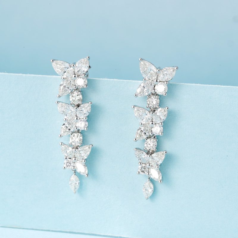 18K Diamond Irregular Marquise Earrings - Luxurious Jewelry Piece Jeweler.Jewelry