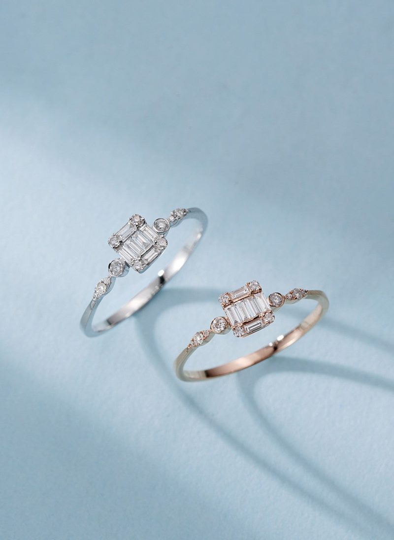 18K Diamond Square Candy Ring with Pavé Setting | Premium Jewelry - White Diamond Ring