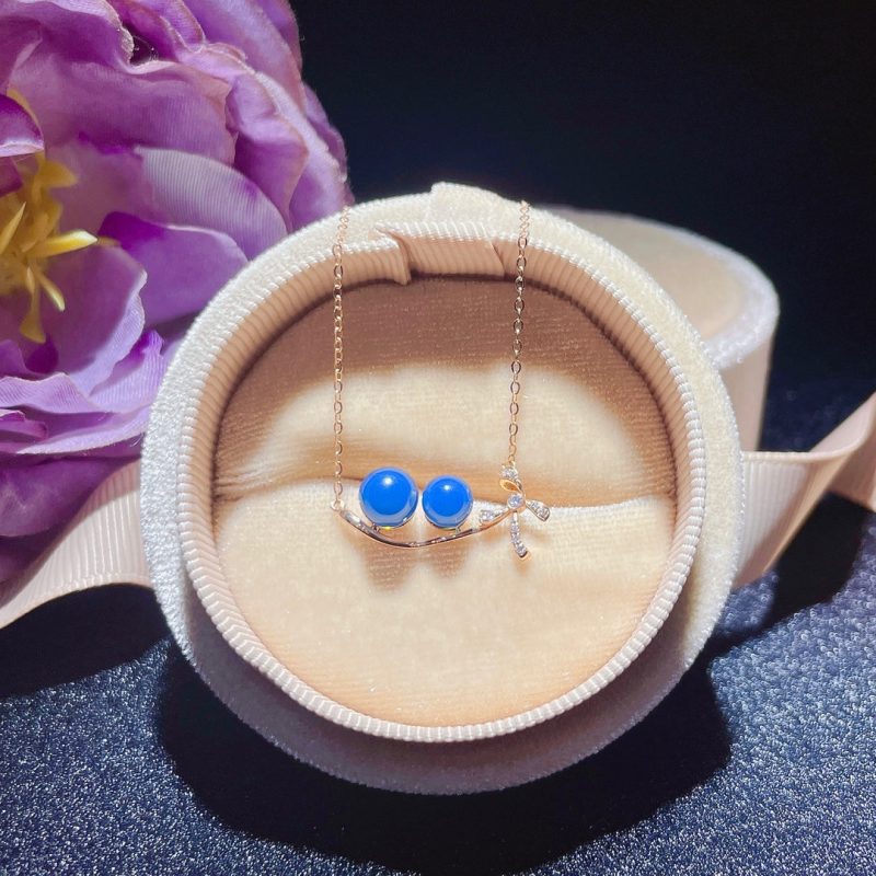 18K Gold Embedded Dominican Blue Amber Pendant - Unique Jewelry