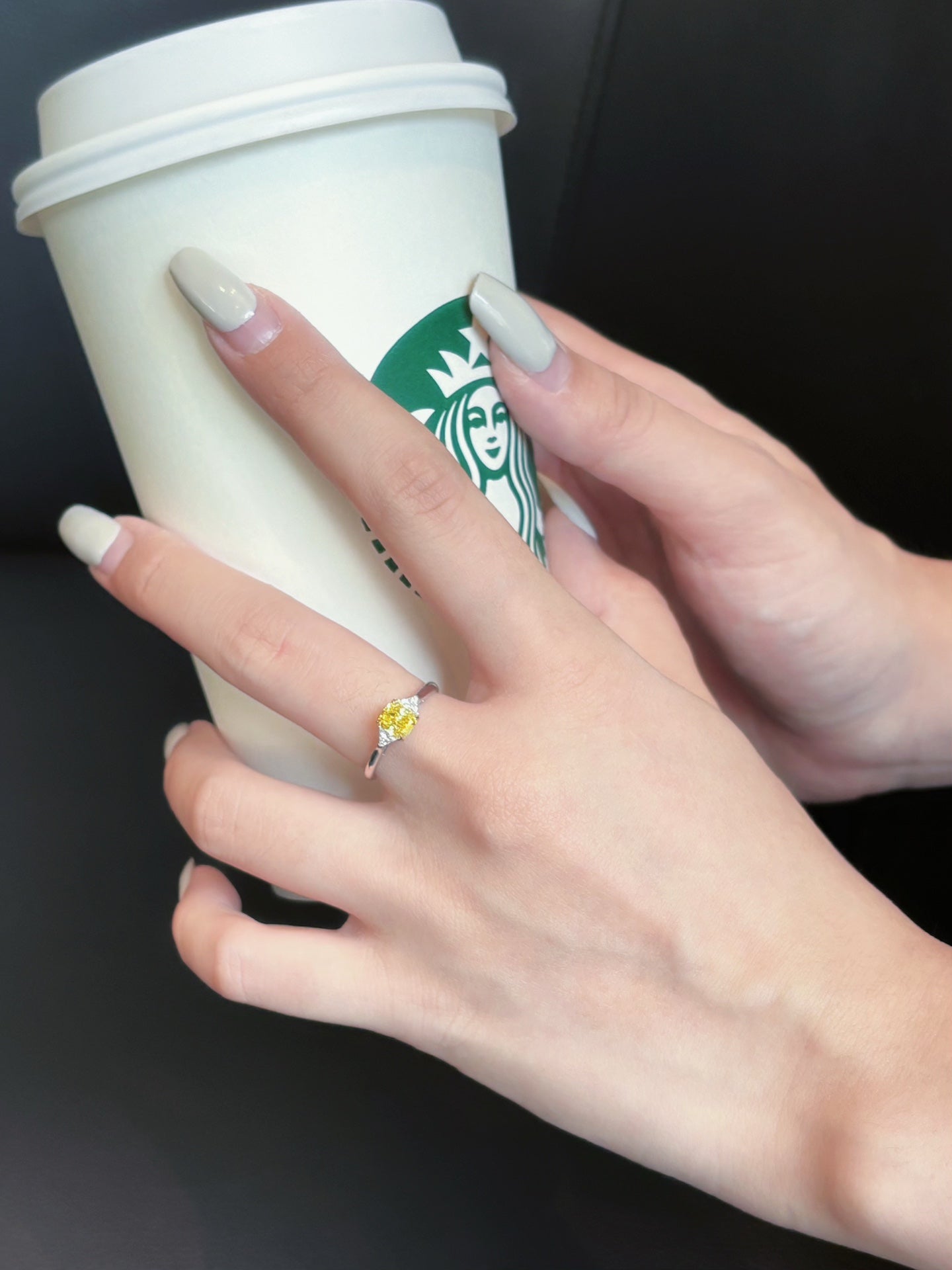 18K Yellow Gold Cultured Diamond Pillow-Cut Double Triangle Ring - LGJZ004-Y - 图片 2