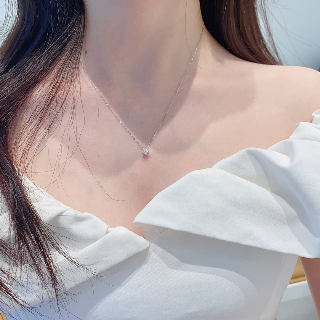 18K Cultured Diamond Four-Leaf Clover Pendant Necklace with Cluster Stones - 图片 2