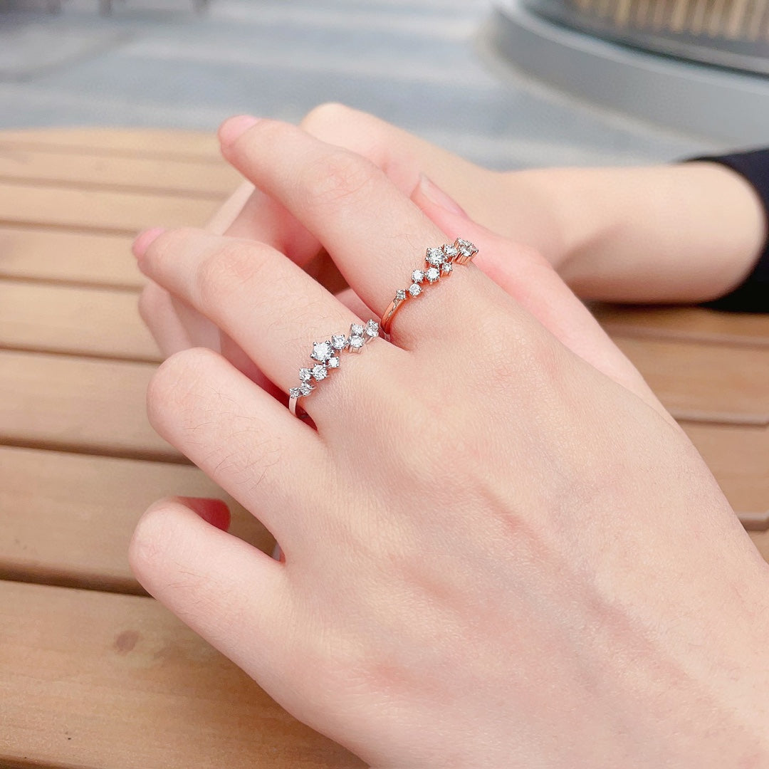 18K Cultured Starry Sky Diamond Ring - A Mesmerizing Jewelry Piece - 图片 2