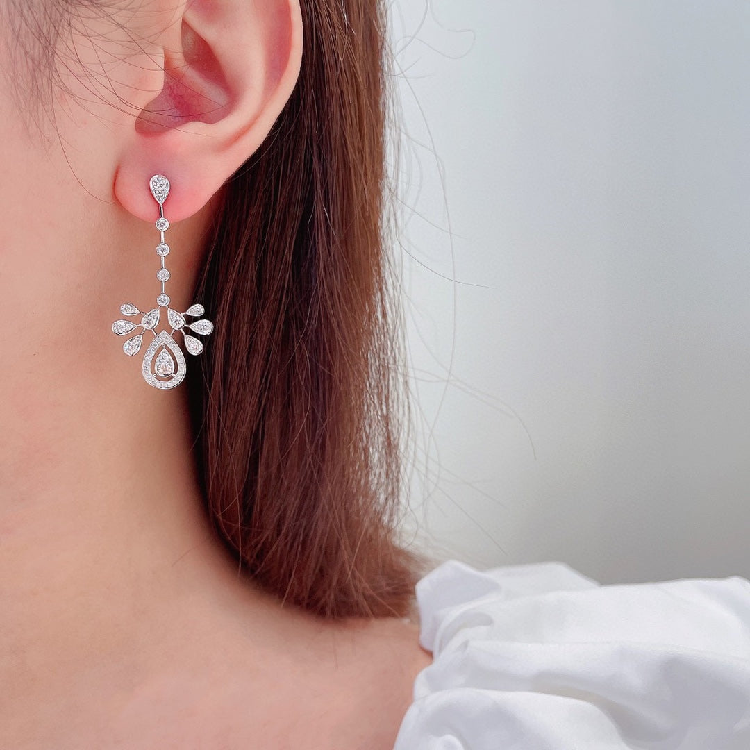 18K White Gold Cultured Pearl Drop Peacock Earrings - LGEZ005 - 图片 2