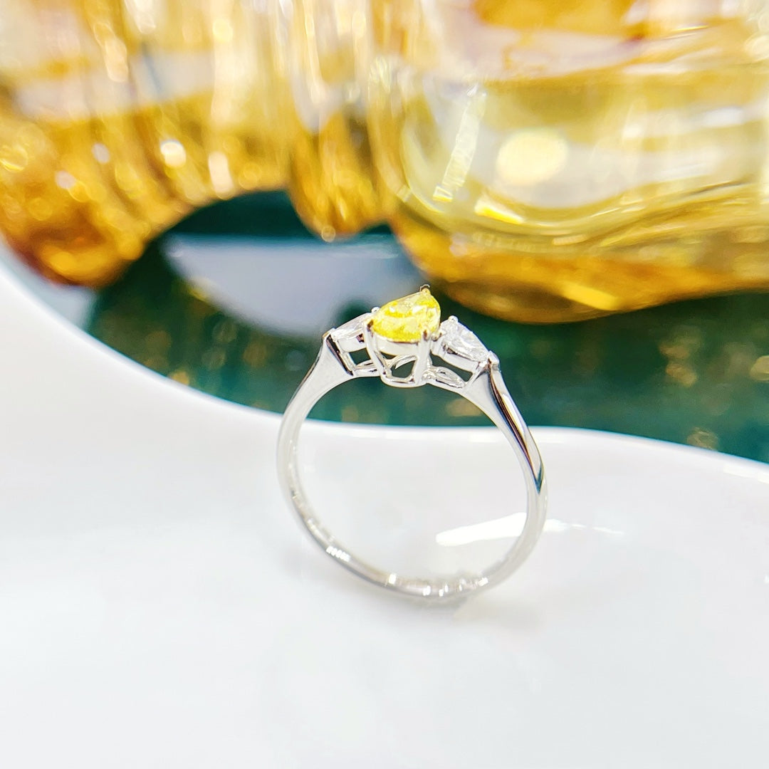 18K Yellow Gold Cultured Diamond Double Drop Ring - LGJZ018-Y – Image 2