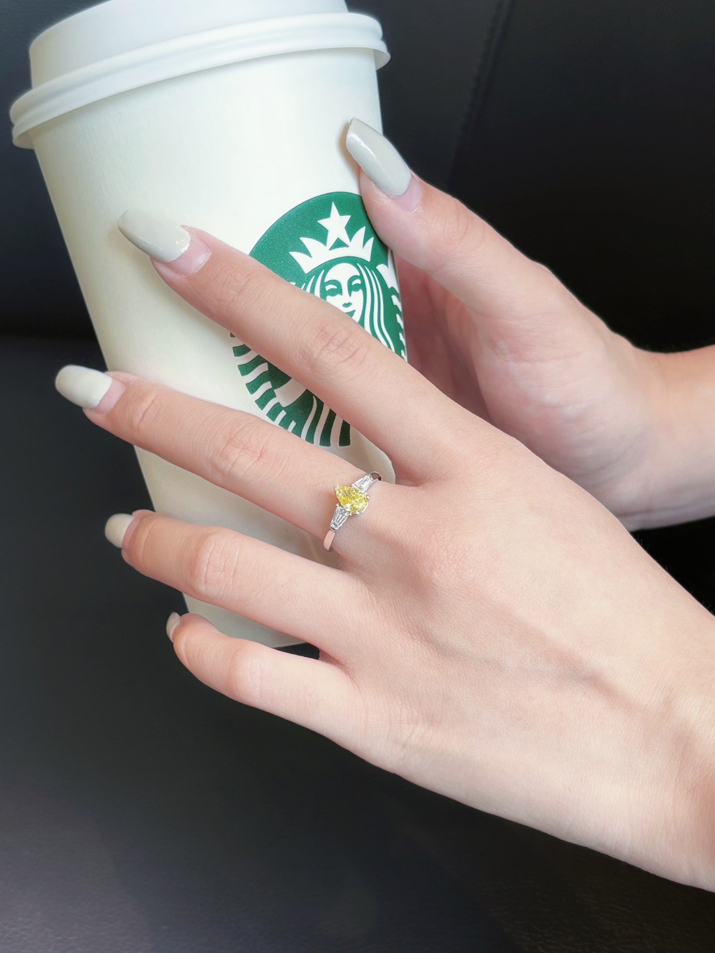 18K Yellow Gold Cultured Diamond Double-Tier Drop Ring - Premium Jewelry – Image 2