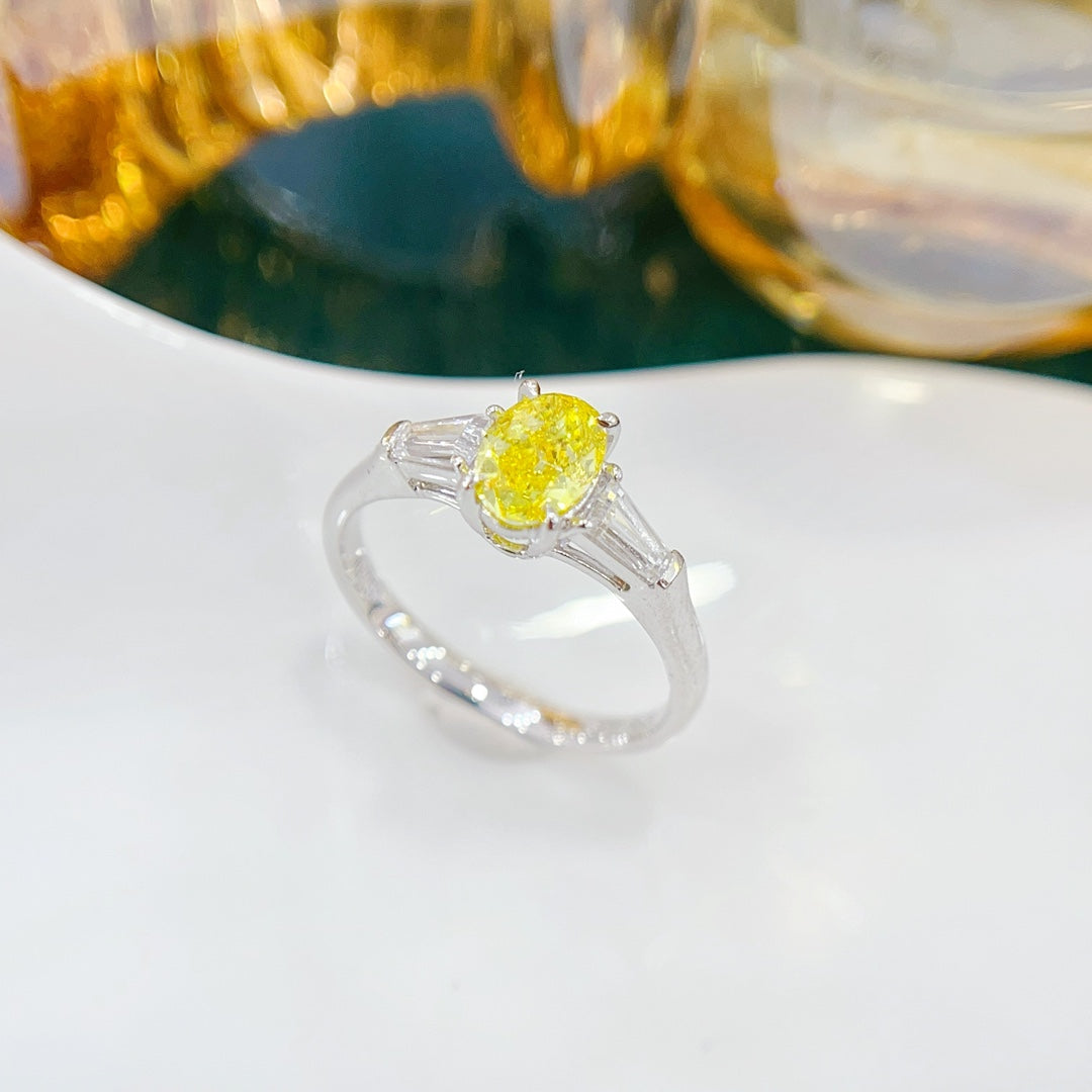 18K Yellow Gold Cultured Diamond Oval Double-Tier Ring | Jewelry Gem - 图片 2