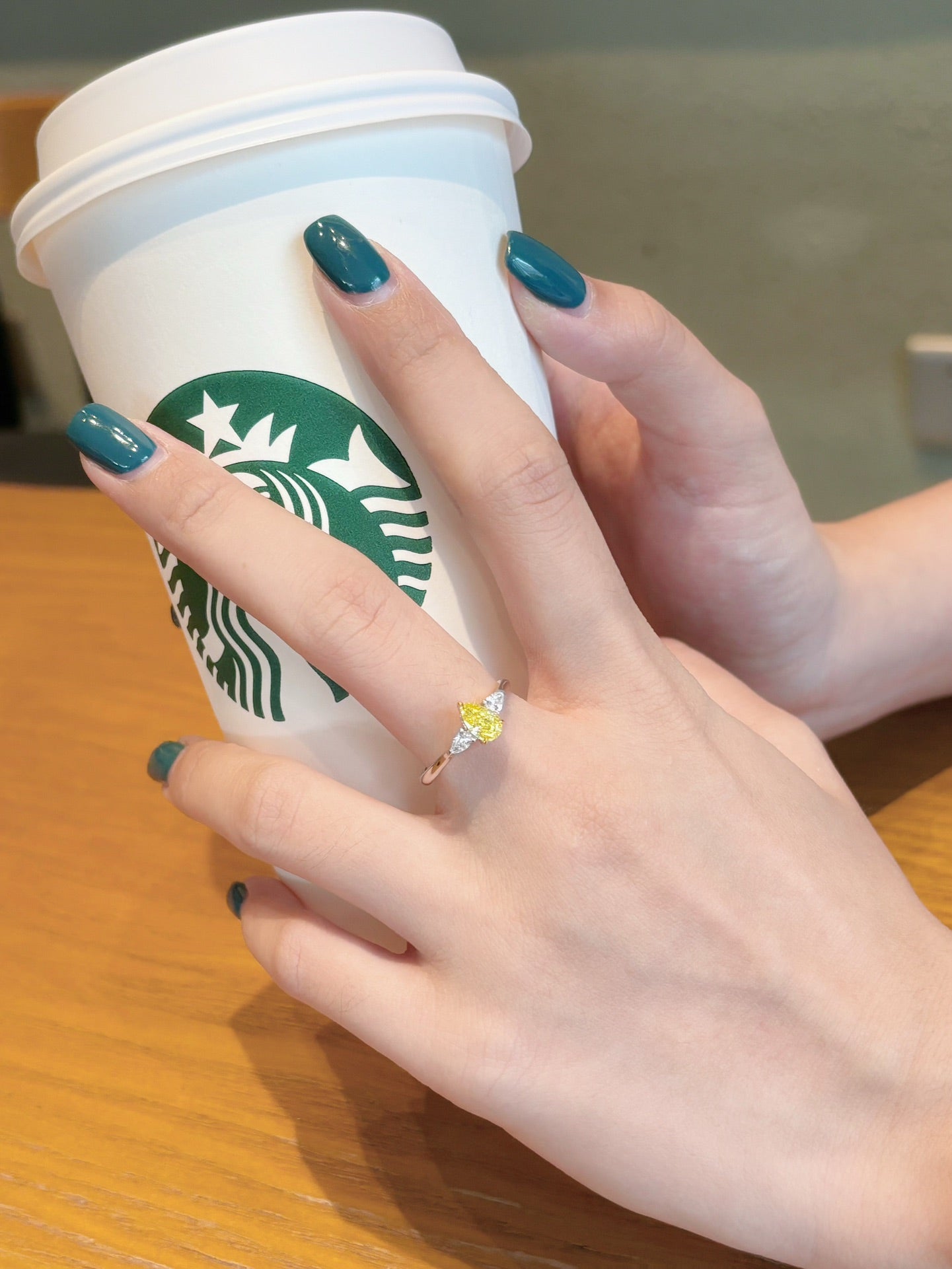 18K Yellow Gold Cultured Diamond Double Drop Ring - LGJZ018-Y – Image 3