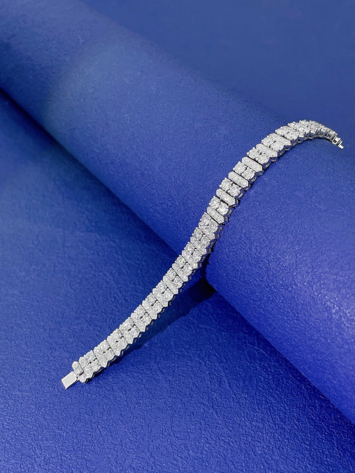 18K Cultured Diamond Double Row Bar-Separated Bracelet - LGSL002 – Image 3