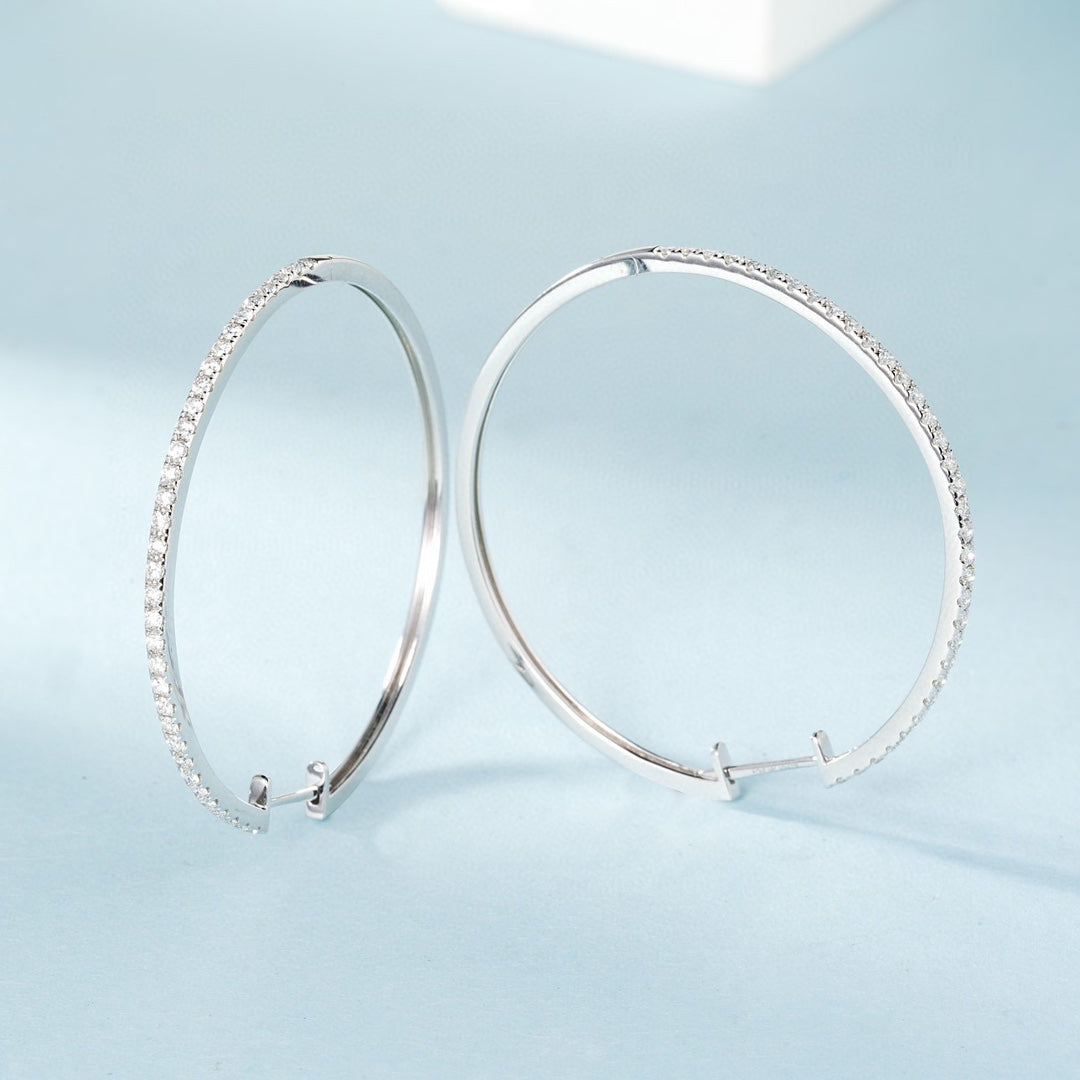 18K Cultured Round Diamond Earring Circle - Luxurious Jewelry Piece - 图片 3