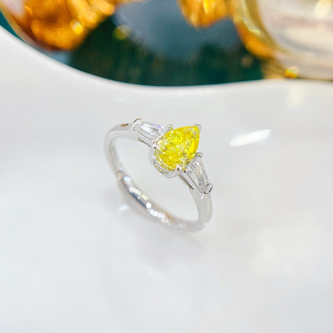 18K Yellow Gold Cultured Diamond Double-Tier Drop Ring - Premium Jewelry – Image 3