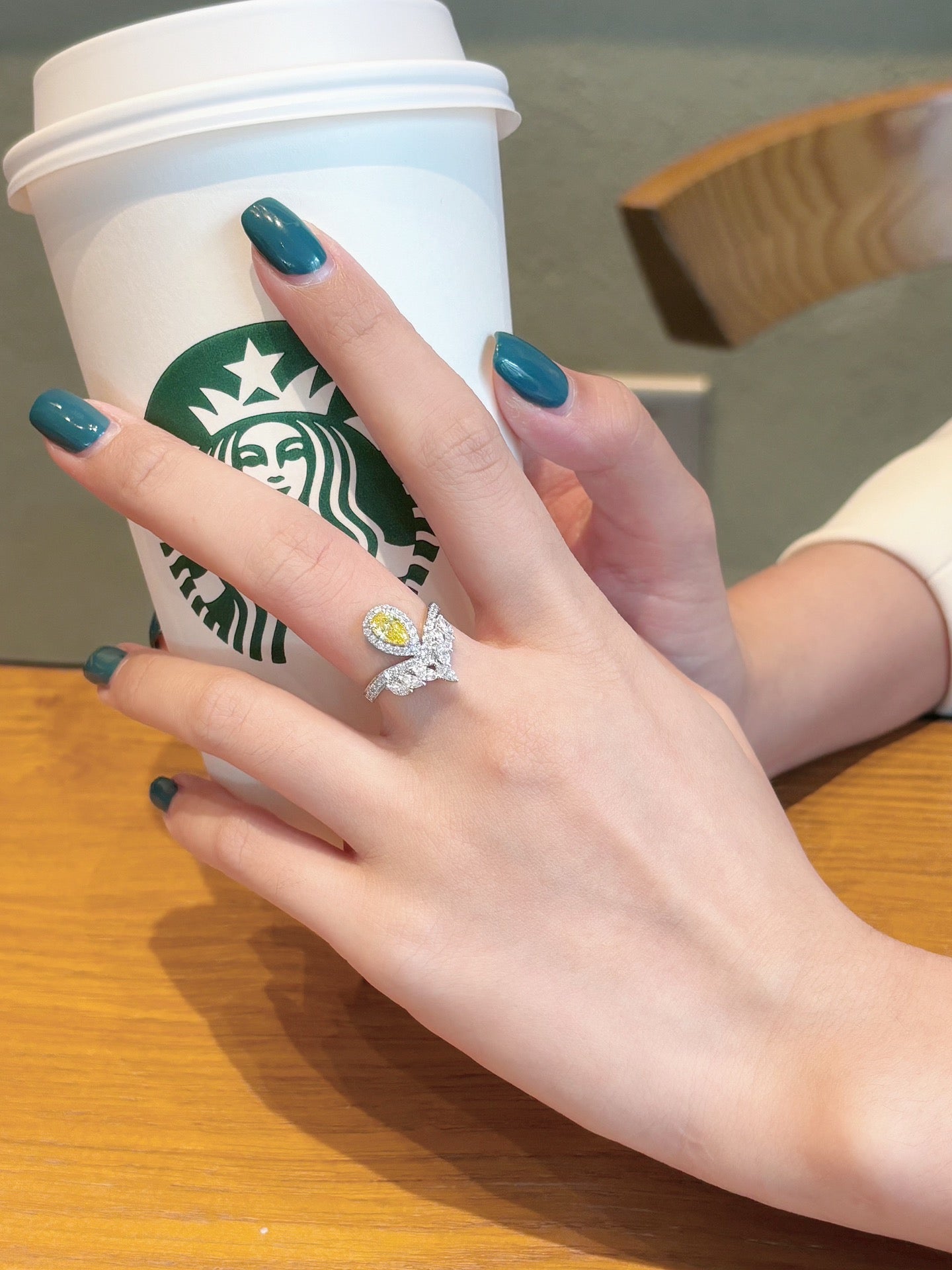 18K Yellow Gold Cultured Diamond Pear-Shaped and Marquise Ring - Fine Jewelry - 图片 3