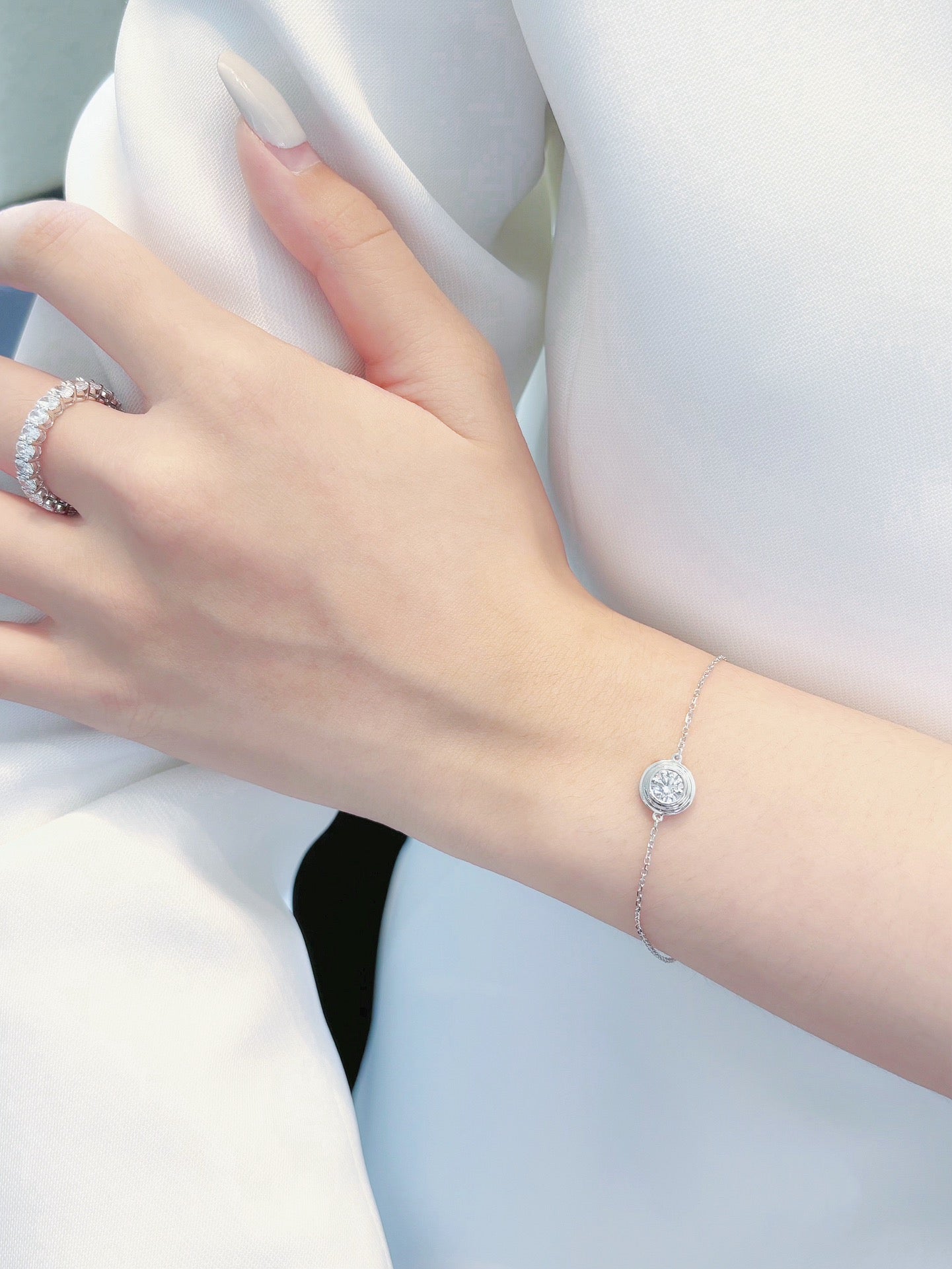 18K Cultured Diamond Round Flying Saucer Bracelet - LGSL010 - 图片 3