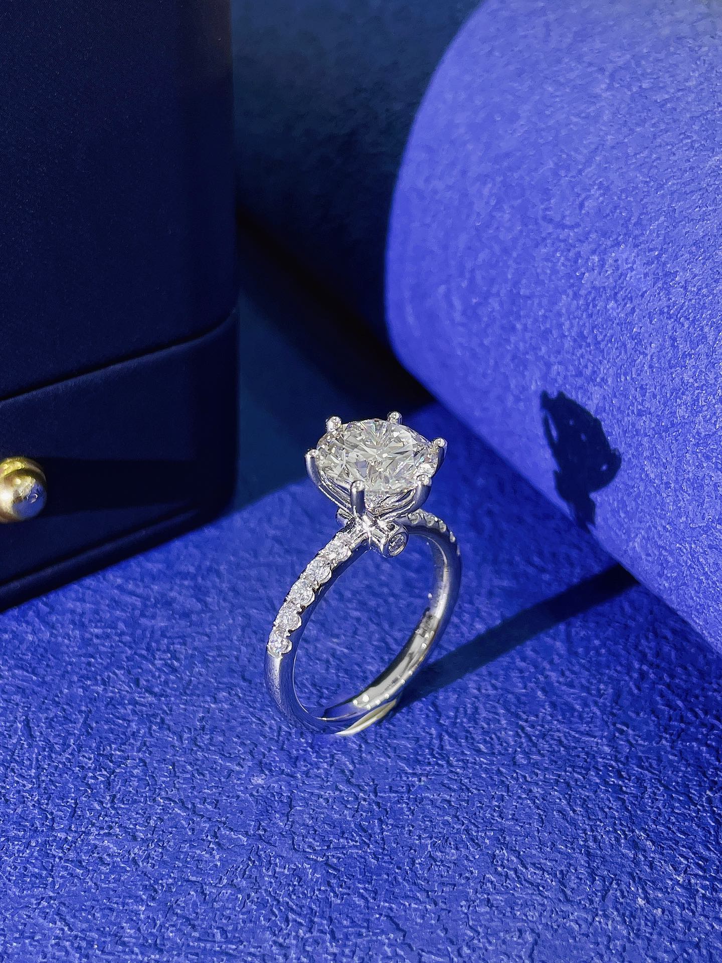 18K Cultured Round Diamond Six-Prong Bubble Ring - LGJZ002 - 图片 3