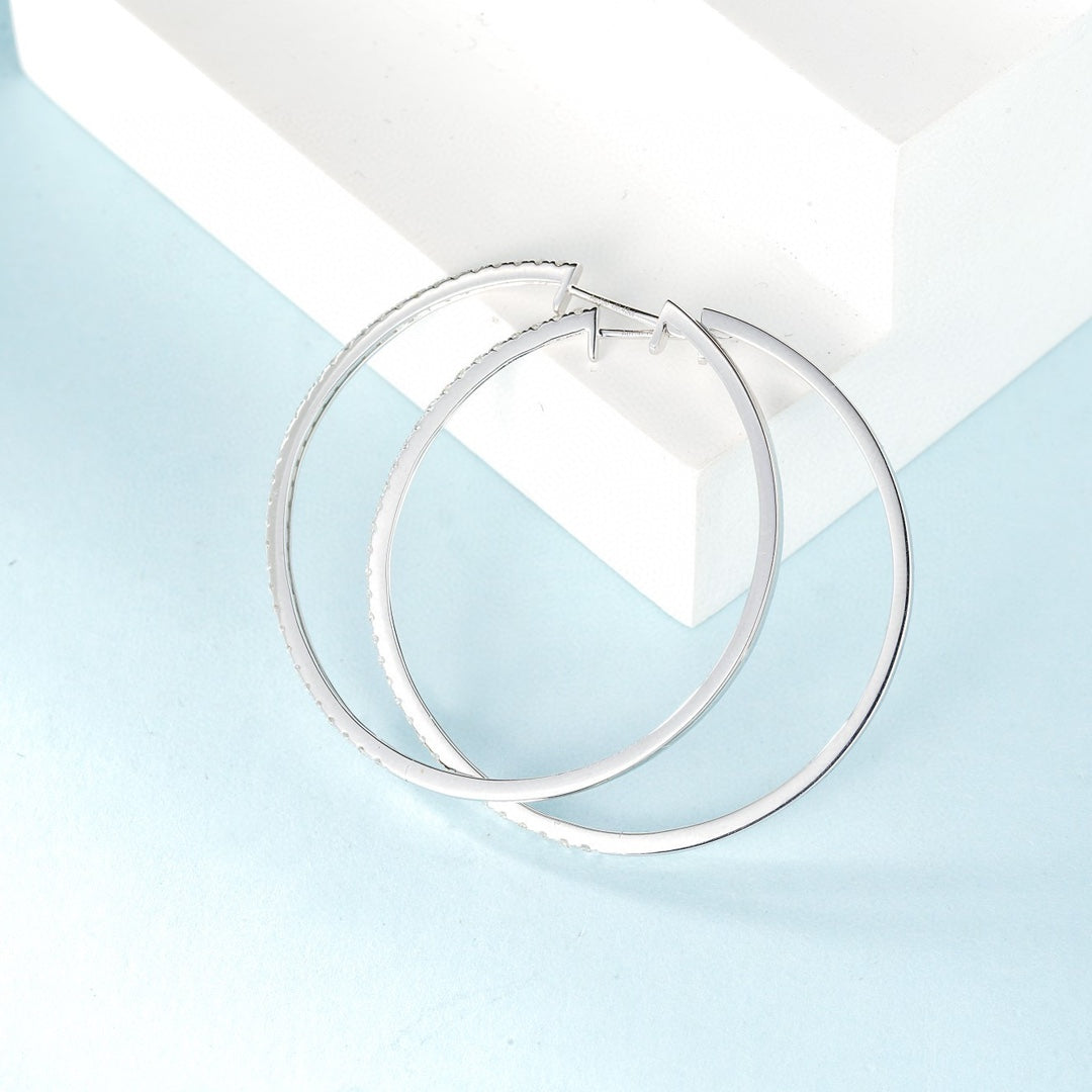 18K Cultured Round Diamond Earring Circle - Luxurious Jewelry Piece - 图片 4