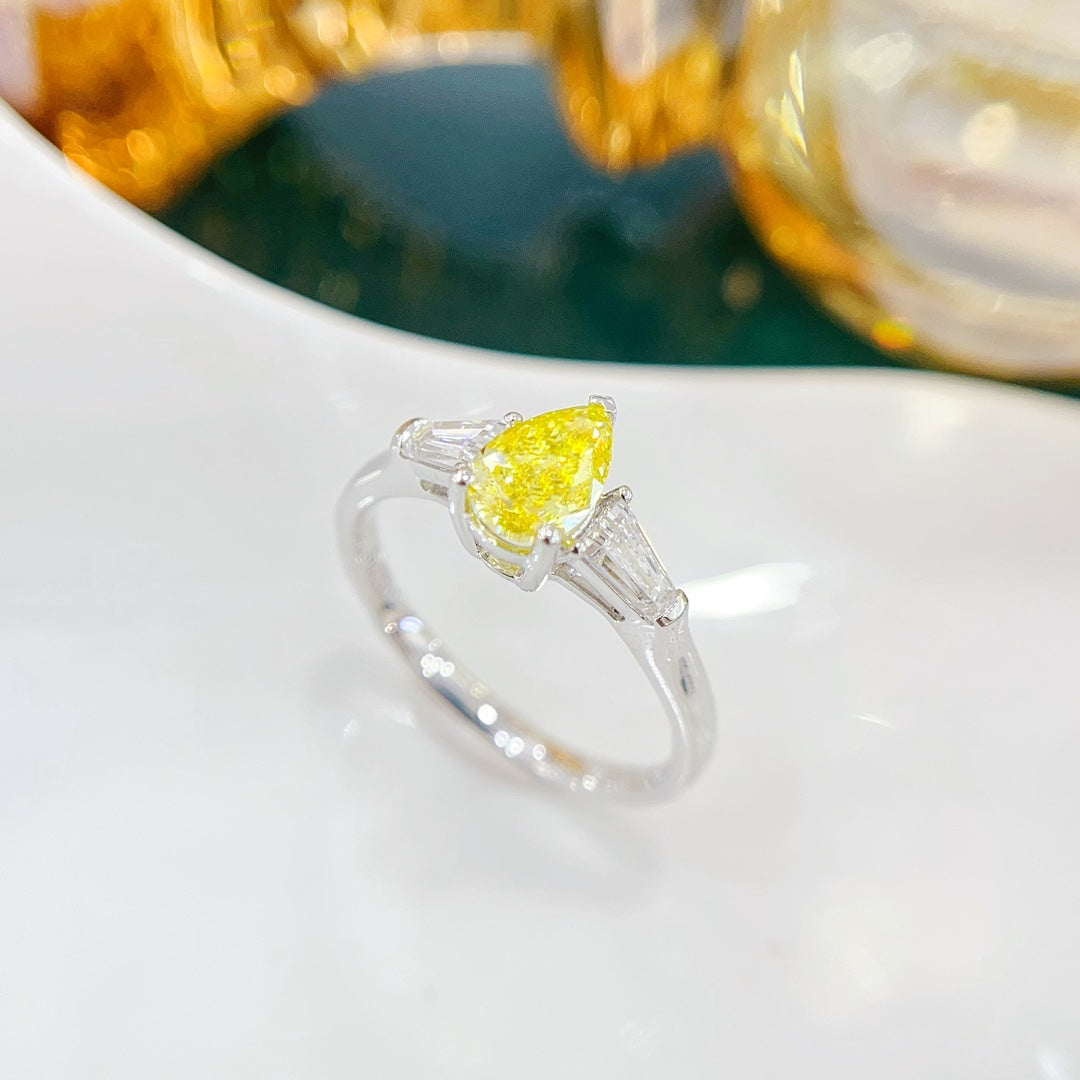 18K Yellow Gold Cultured Diamond Double-Tier Drop Ring - Premium Jewelry – Image 4