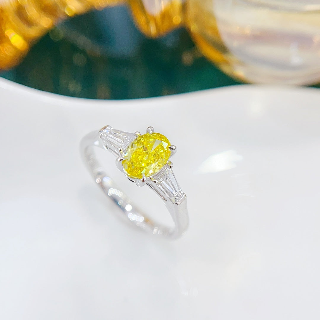 18K Yellow Gold Cultured Diamond Oval Double-Tier Ring | Jewelry Gem - 图片 4