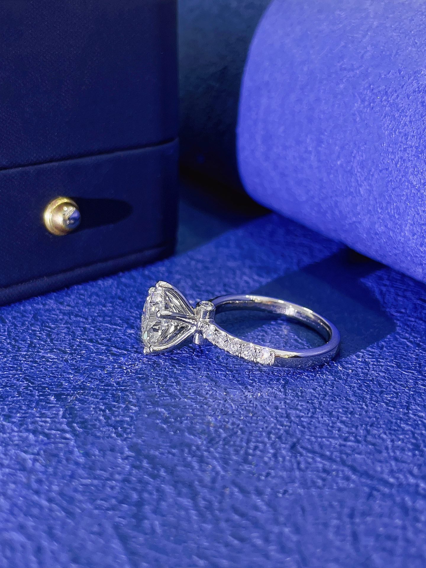 18K Cultured Round Diamond Six-Prong Bubble Ring - LGJZ002 - 图片 4