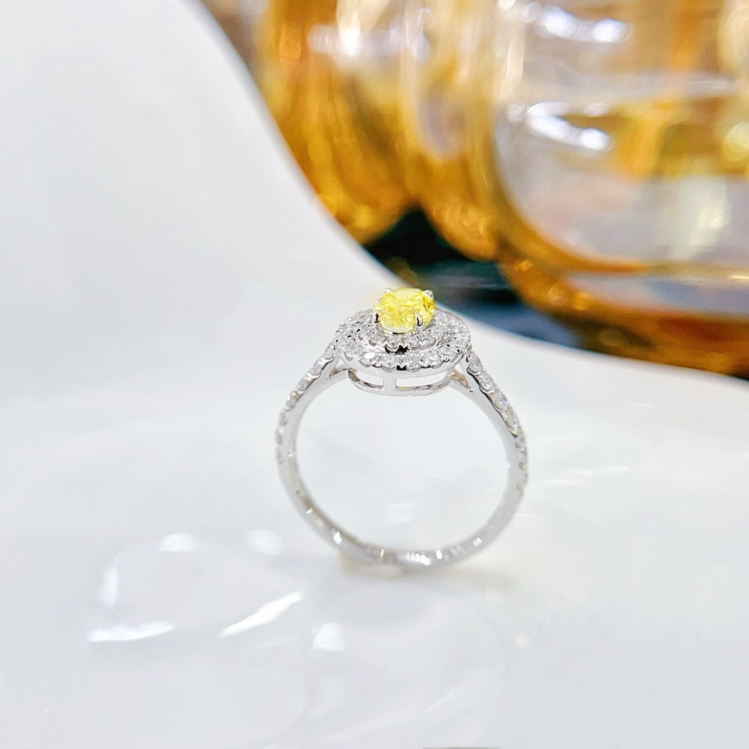 18K Yellow Gold Cultured Diamond Double Halo Straight Arm Ring - LGJZ017-Y – Bild 4