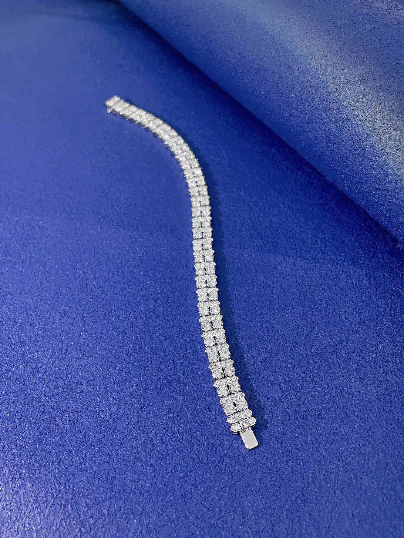 18K Cultured Diamond Double Row Bar-Separated Bracelet - LGSL002 – Image 4