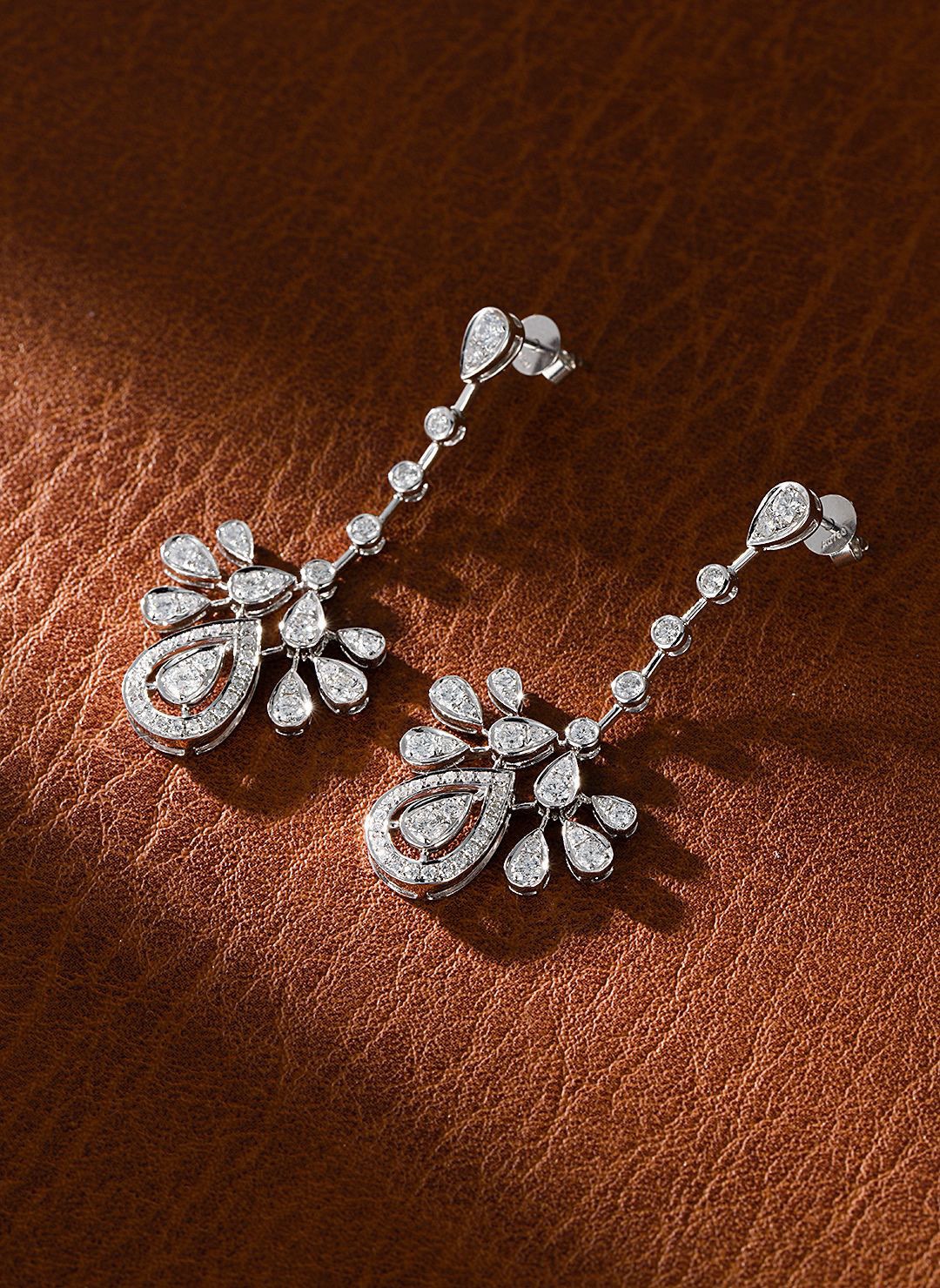 18K White Gold Cultured Pearl Drop Peacock Earrings - LGEZ005 - 图片 4