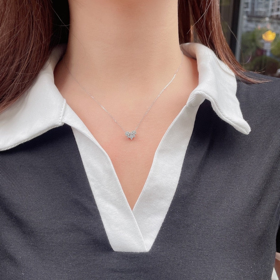 18K Heart-Shaped Pendant Necklace with Cultured Diamond, Two-Way Wear Design | Jewelry - 图片 6