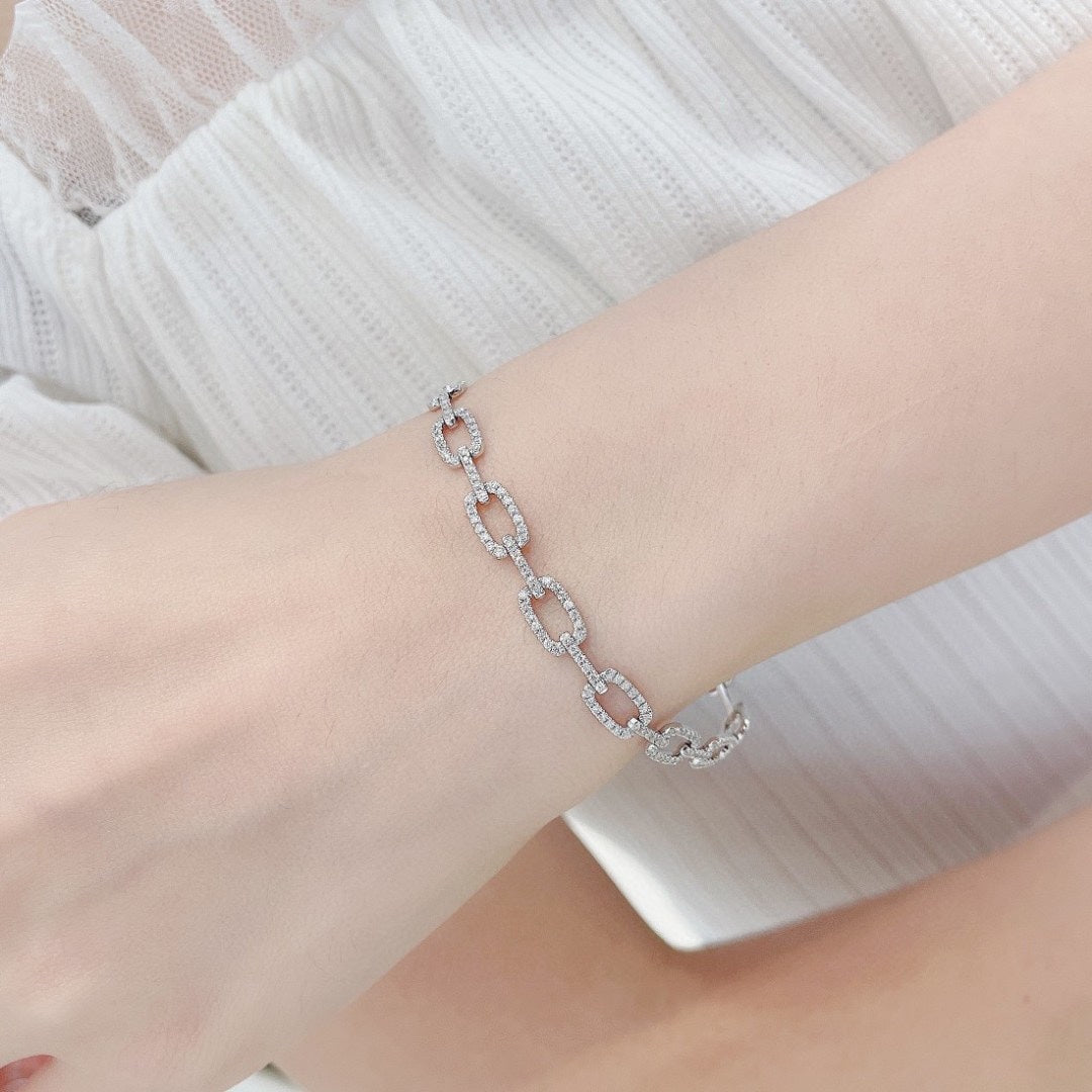 18K Cultured Diamond Round Bracelet with Loop Clasp - Elegant Jewelry Choice - 图片 6