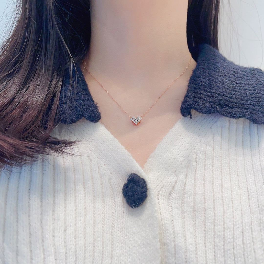18K Heart-Shaped Pendant Necklace with Cultured Diamond, Two-Way Wear Design | Jewelry - 图片 7