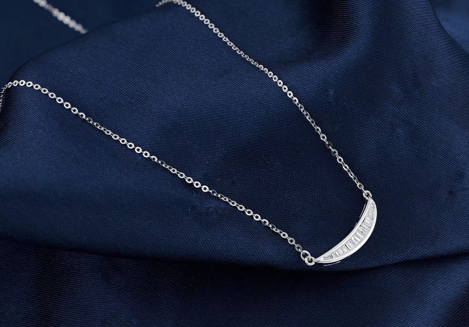 Crescent Moon Pendant Jewelry - A Sparkling Gemstone Treasure - White Diamond Pendant