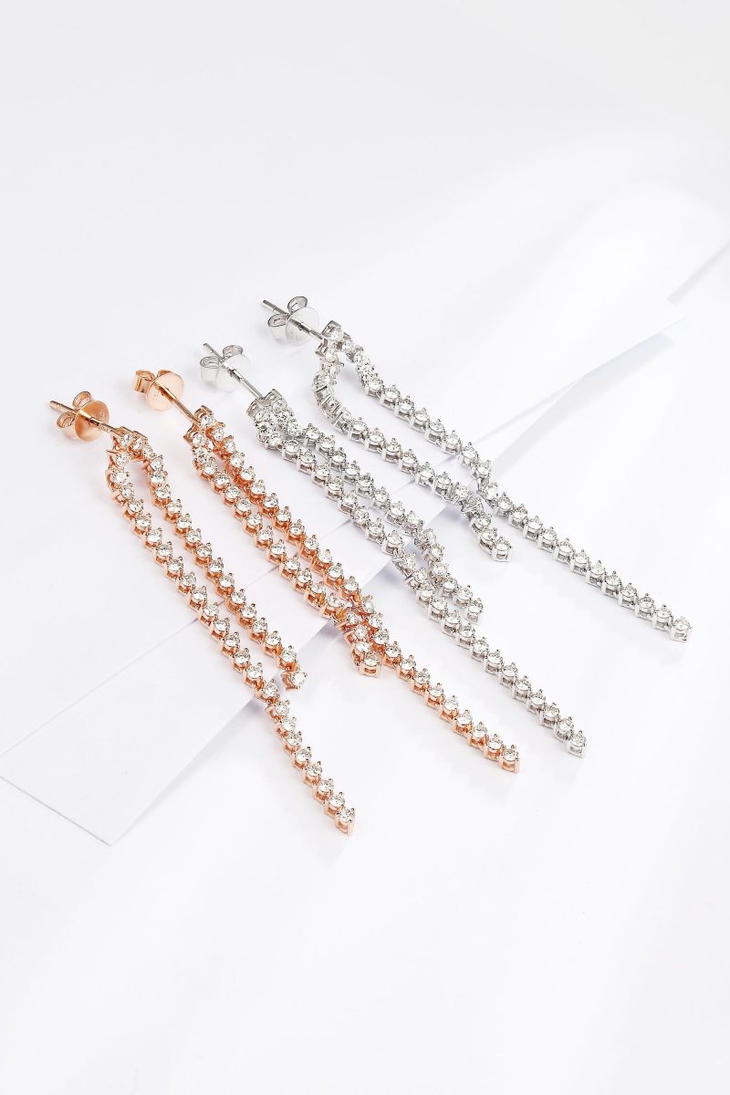 Dazzling Double Row Diamond Fringe Earrings - Luxury Jewelry - Jeweler.Jewelry