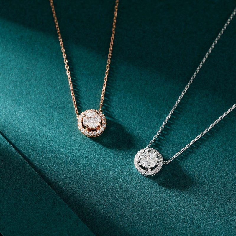 Diamond-Encrusted Copper Coin Pendant Jewelry - White Diamond Pendant