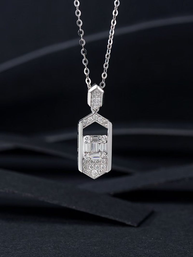 Diamond T-Shape Rhombus Pendant Jewelry - White Diamond Pendant