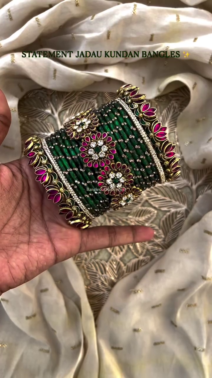 Jadau Kundan Silk Thread Glass Bangles From 'Bangles of Kraftiverse'