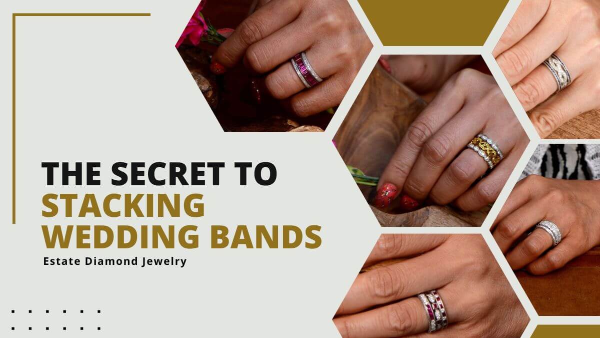 model wedding stacking wedding bands on finger diamond sapphires rubies