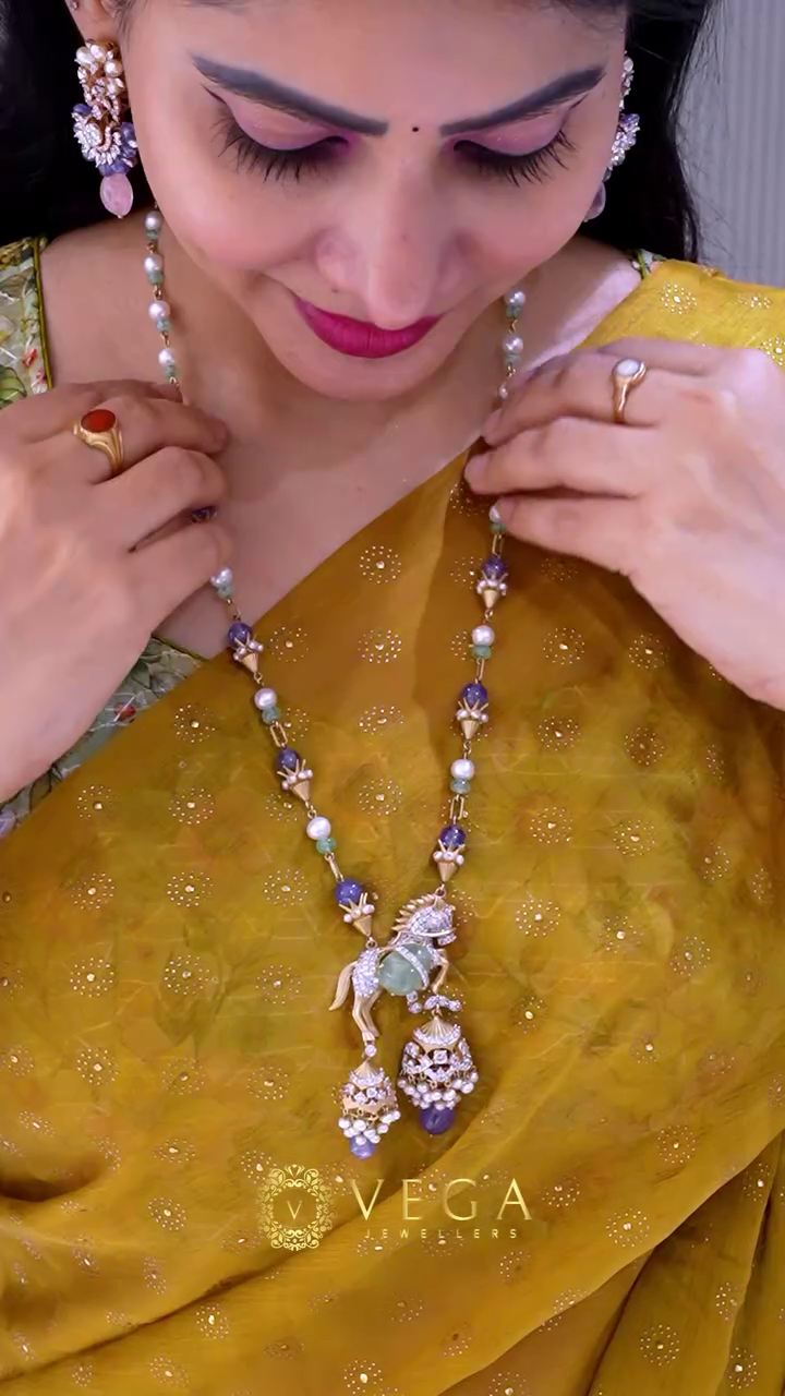 Ruby Stone Pearl Dropped Hook Earrings From 'Kanagam by Veshali'