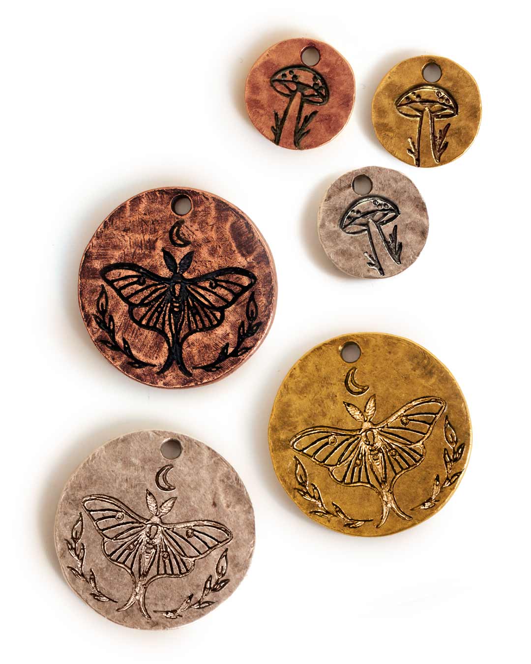 Luna Moth Charm & Mushroom Charm