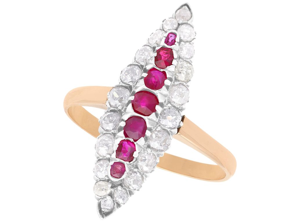 红宝石维多利亚时代钻石戒指