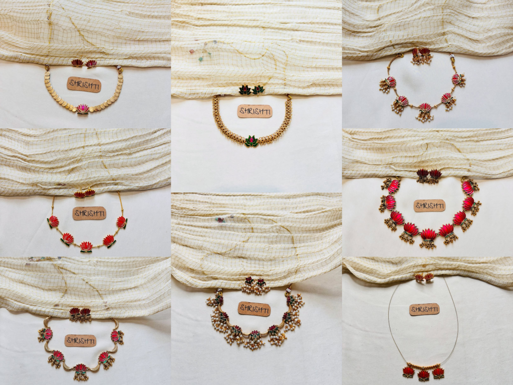 莲花项链从“雪利花的珠宝”发射•印度南部珠宝