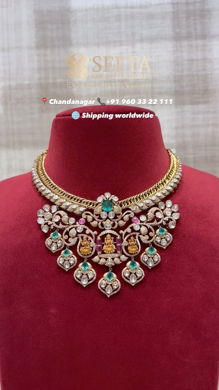 Gold Antique Temple Jalebi Necklace From