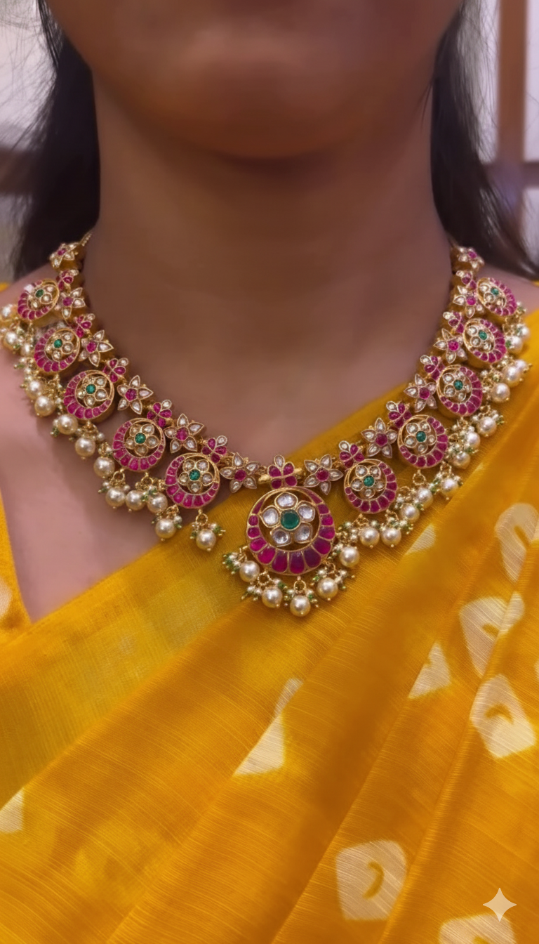 Jadau Kundan Pearl Necklace From ‘Lotus Silver Jewellery’