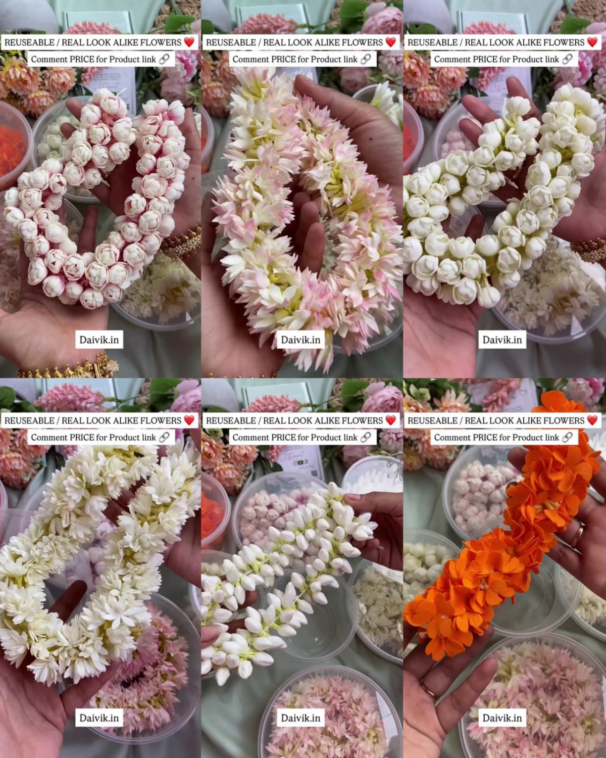 Reusable Artificial Flower Gajra Collection From