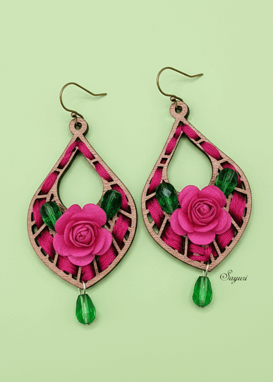 纸玫瑰耳环 - Sayuri