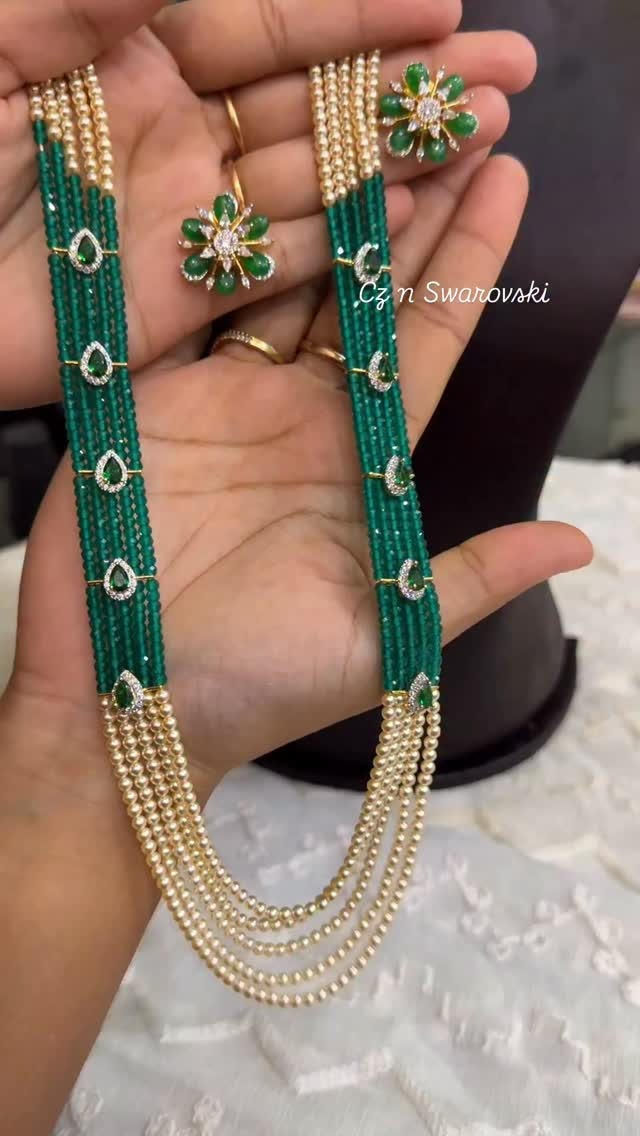 Emerald Beaded Layered Haram From