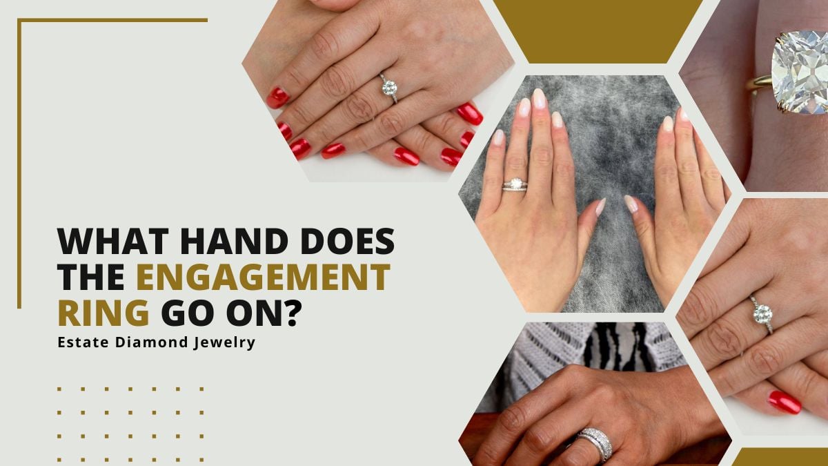 Diagram of Engagement Rings and Wedding Rings on Fingers of Models