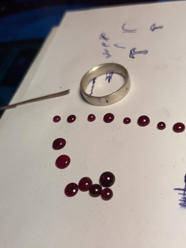 这个环周围应该有多少颗凸圆形红宝石？ 5？ 6？还是8？